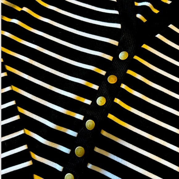 Snap Front Cardigan Black and White Stripe Size Med - Picture 3 of 8